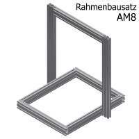 Aluminiumprofile AM8 Rahmenbausatz B-Typ Nut 6 Silber Ansicht ohne Anbauteile