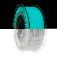 Spectrum Filaments PETG Glow in the Dark - Blue - 1,75mm - 500g - Ansicht Spule vorne Nachtleuchtend