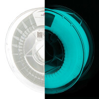 Spectrum Filaments PETG Glow in the Dark - Blue - 1,75mm - 500g - Ansicht Spule Seite Nachtleuchtend