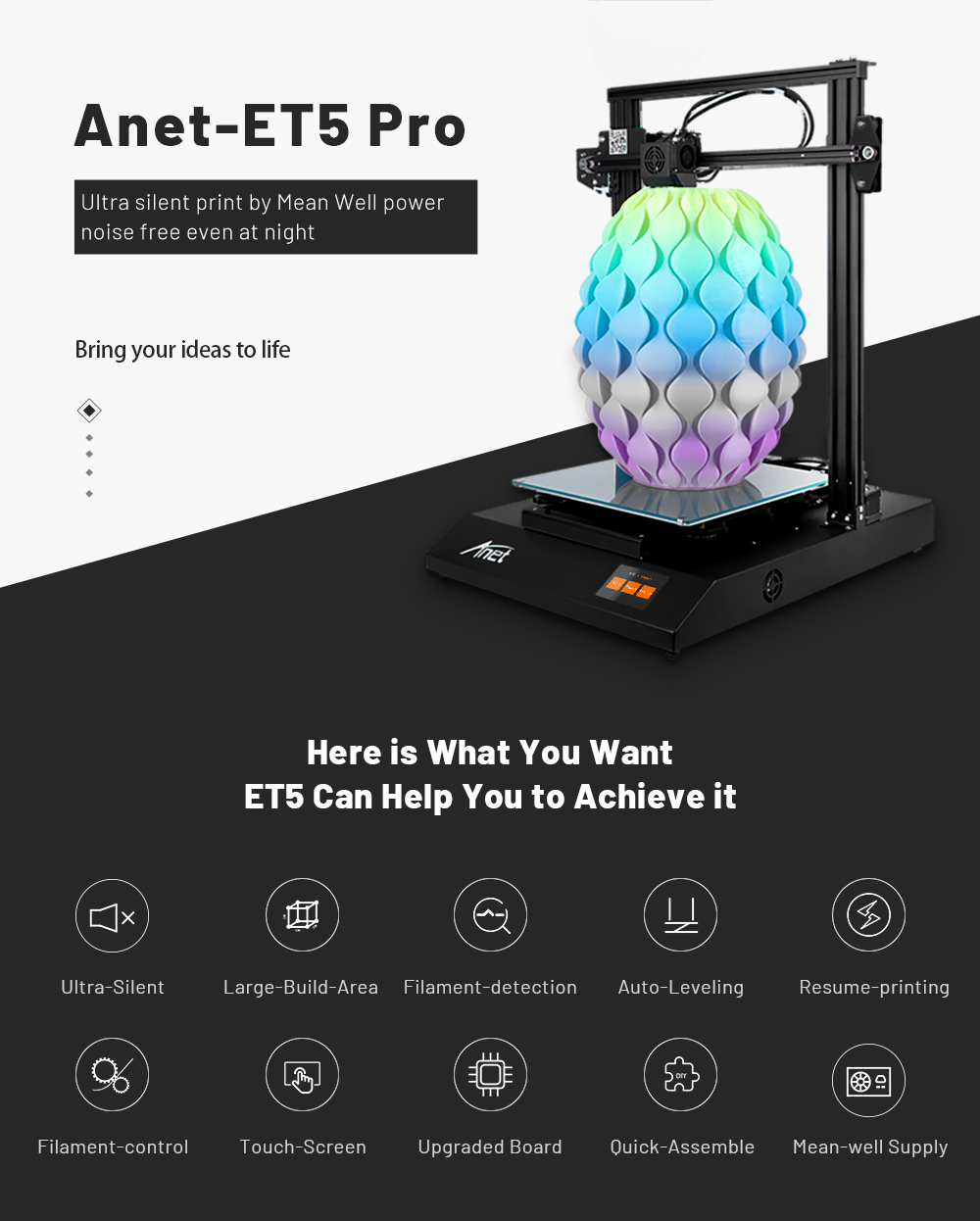 Anet ET5 Pro 3D-Drucker Bausatz - 300x300x400mm - Neue Version 2020