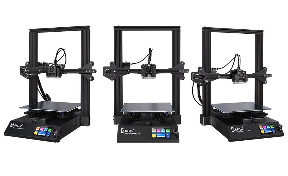 BIQU B1 3D-Drucker Bausatz - 235x235x270mm - Ansicht von vorne rechts, vorne und vorne links