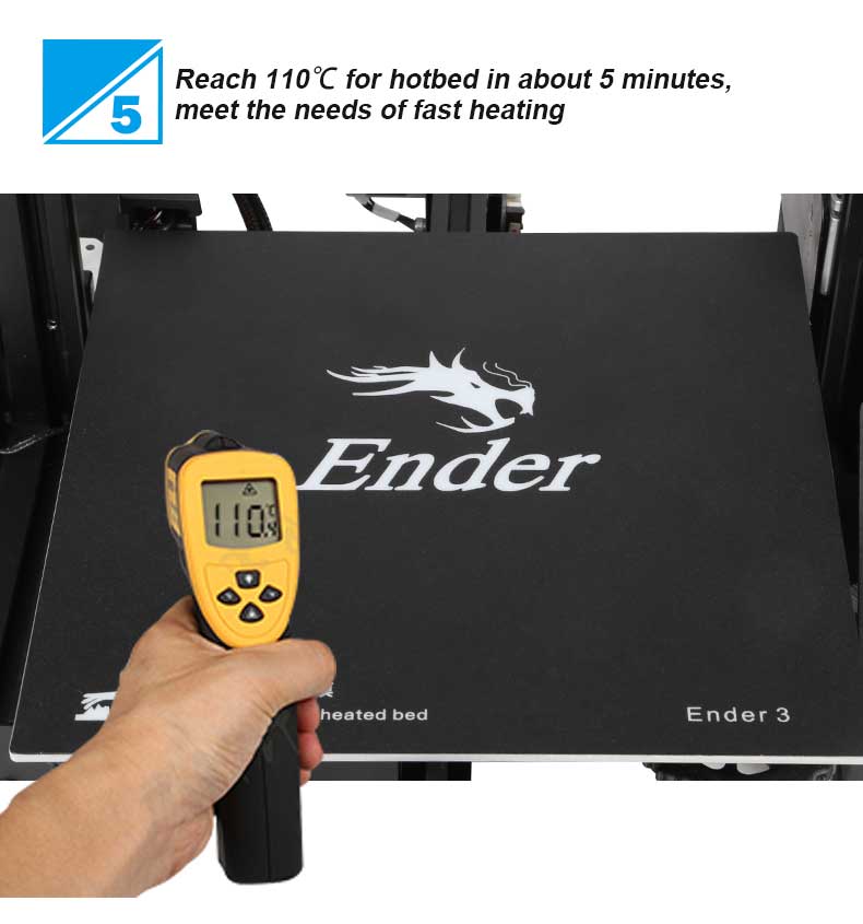 Creality3D Ender 3 3D-Drucker Bausatz - 220x220x250mm - Maximale Druckbett Temperatur in weniger als 5 Minuten