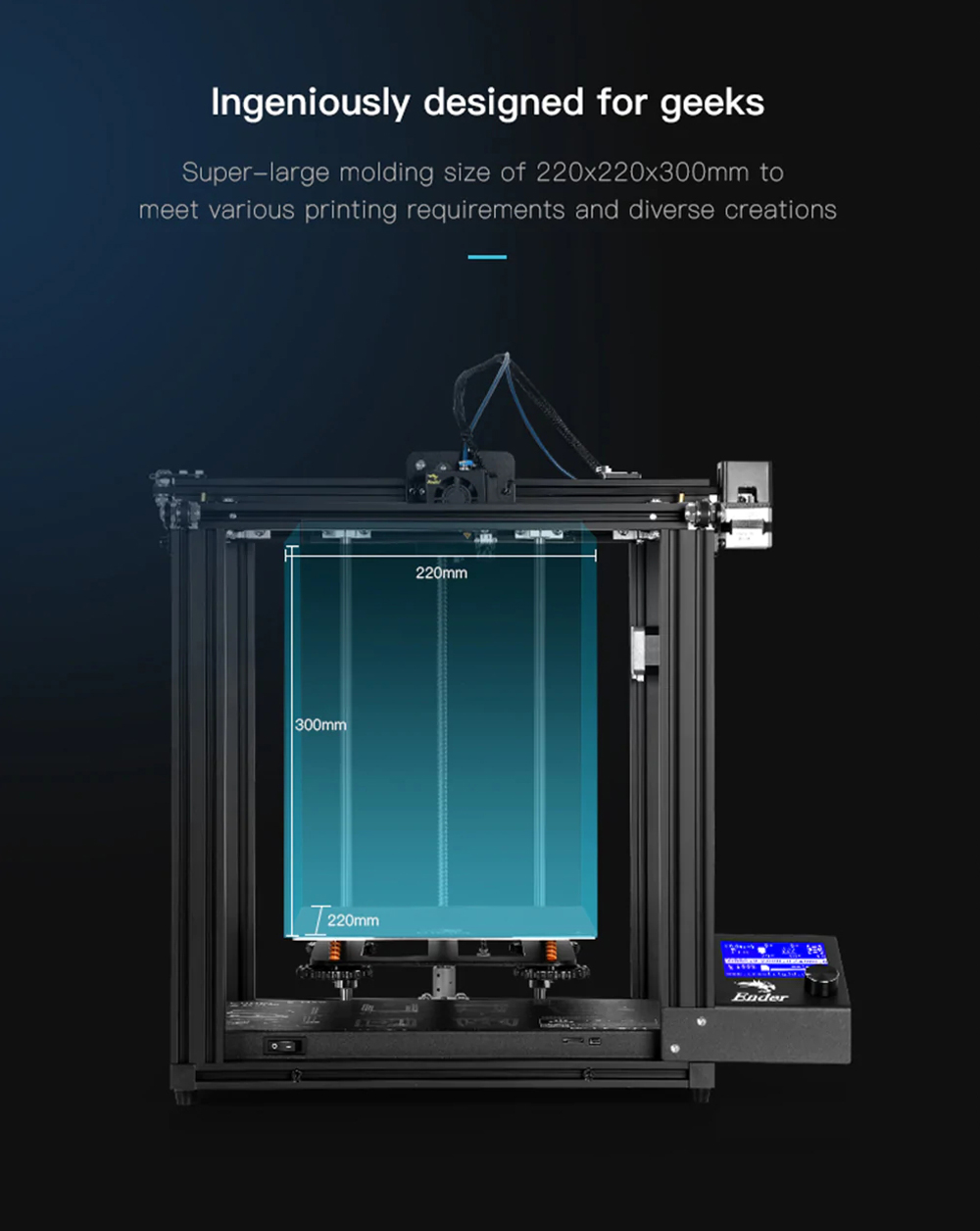 Creality3D Ender 5 Pro 3D-Drucker Bausatz - 220x220x300mm - Super großer Bauraum