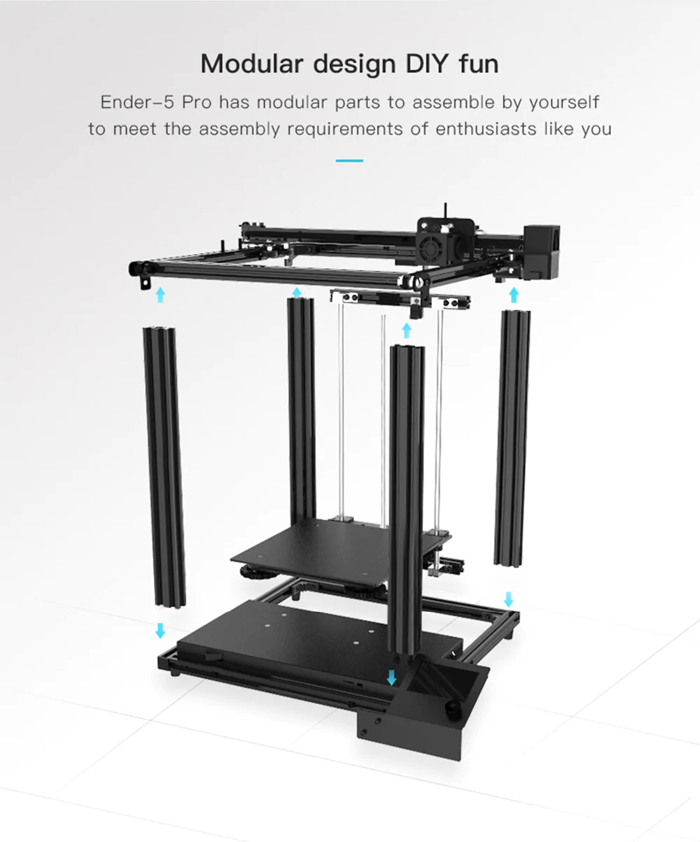 Creality3D Ender 5 Pro 3D-Drucker Bausatz - 220x220x300mm - Modularer einfacher Aufbau