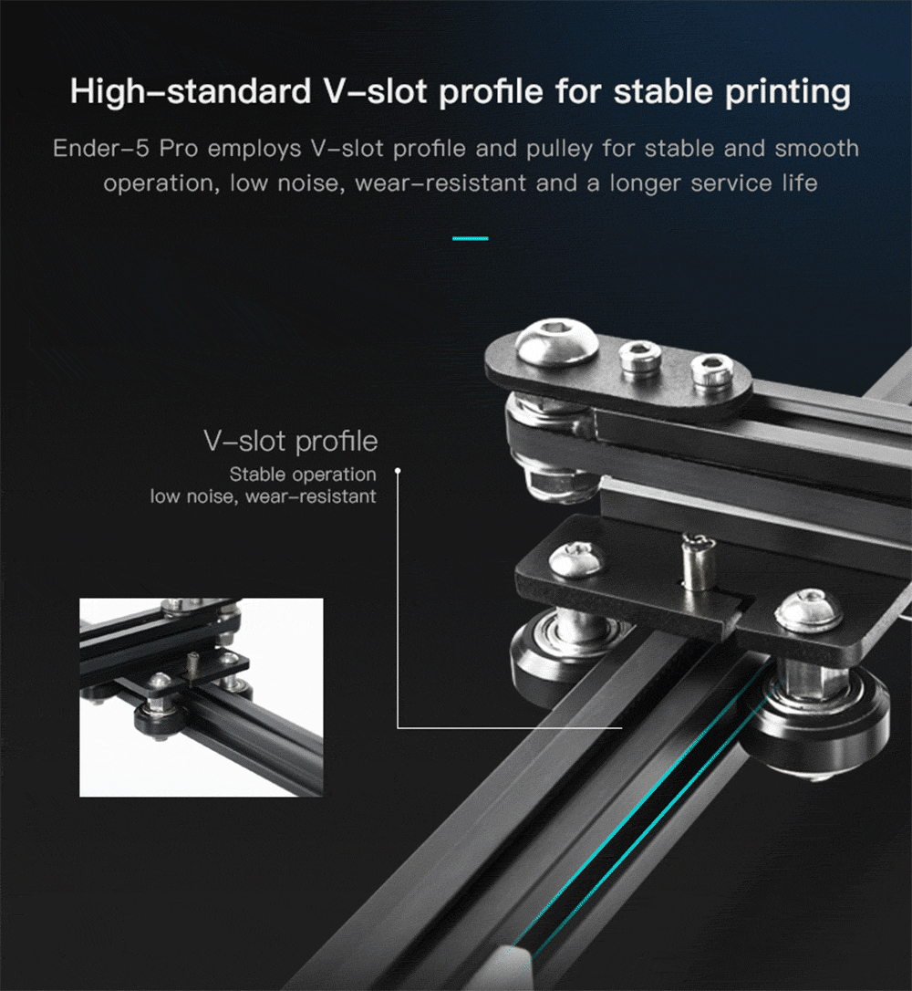 Creality3D Ender 5 Pro 3D-Drucker Bausatz - 220x220x300mm - V-Slot Profilführungen