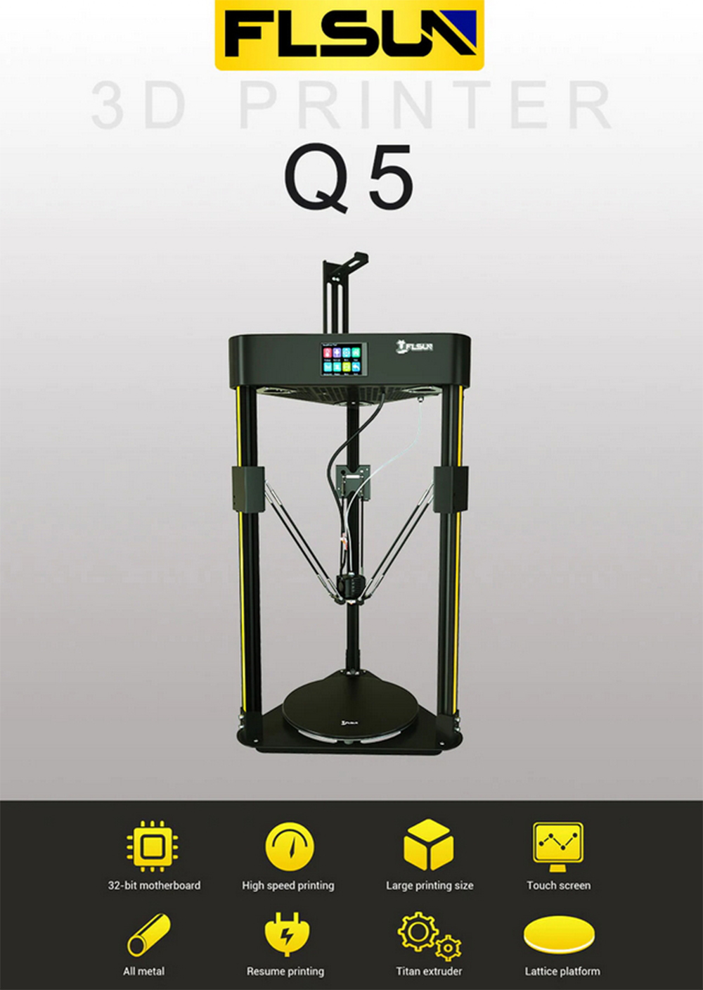 FLSun Q5 Delta 3D-Drucker Bausatz - 200x200x200mm - Vorstellung Q5